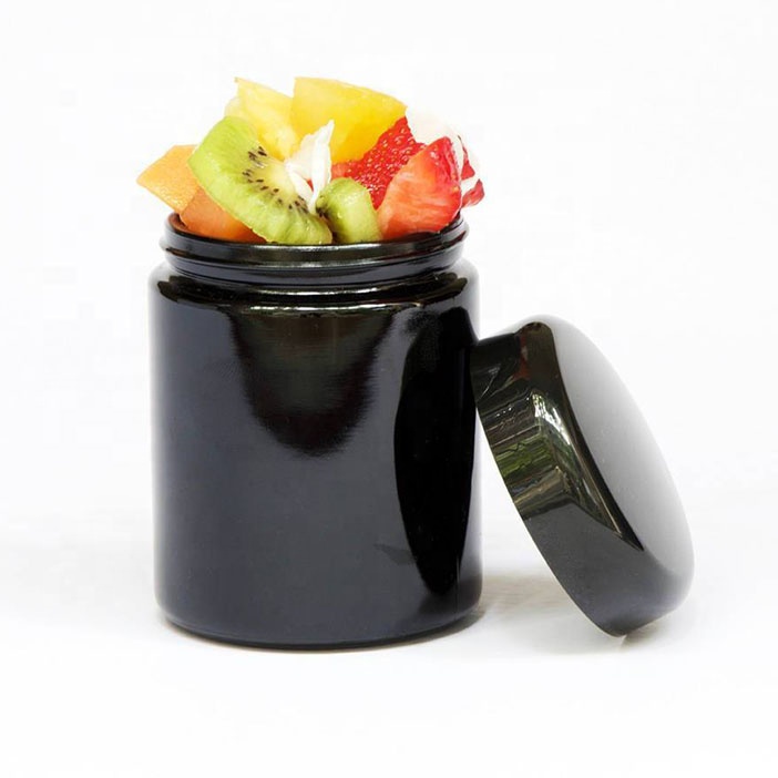 Airtight smell proof dark violet glass jar packaging icecream