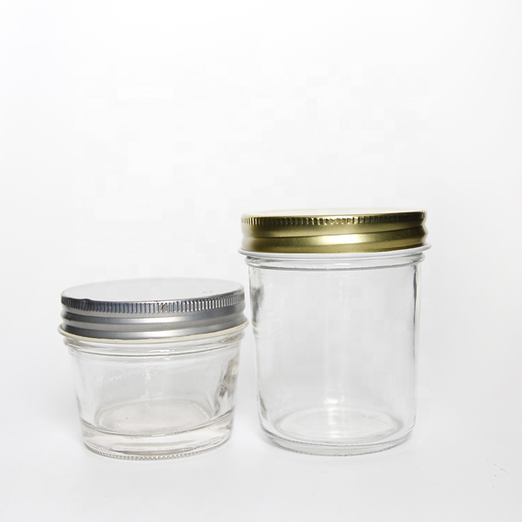 Airtight wide mouth 4oz 8oz pickles canning quilted taper mason jars glass for jam sauce packaging