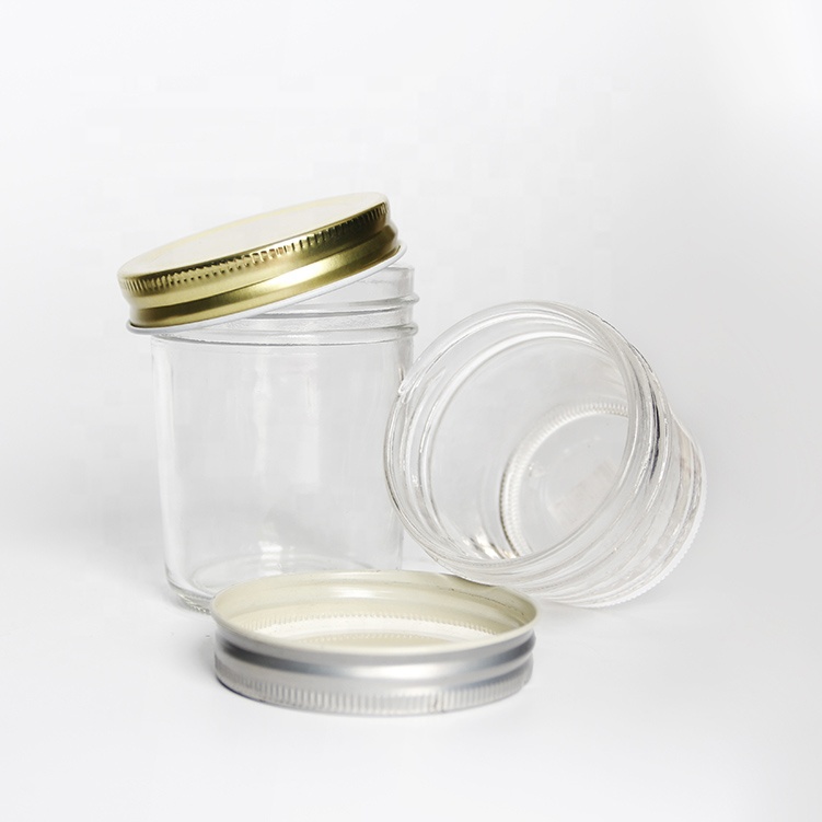 Airtight wide mouth 4oz 8oz pickles canning quilted taper mason jars glass for jam sauce packaging