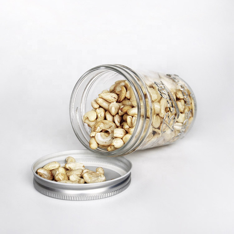 Airtight wide mouth 4oz 8oz pickles canning quilted taper mason jars glass for jam sauce packaging