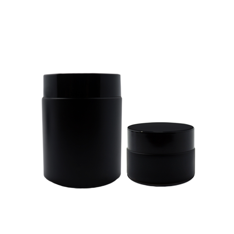 All matte black flat shoulder 15g 30g 50g 100g  glass cosmetic jar 30ml 60ml glass lotion bottle
