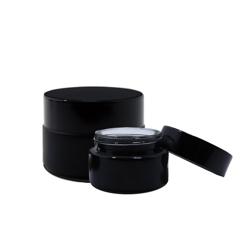 All matte black flat shoulder 15g 30g 50g 100g glass cosmetic jar 30ml 60ml glass lotion bottle