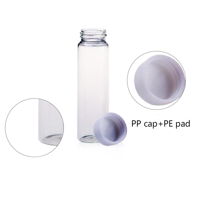 All sizes Transparent Glass Sample Bottles with PP cap+PE pad Essential oil bottle Screw Cap Glass Test Tube for Laboratory