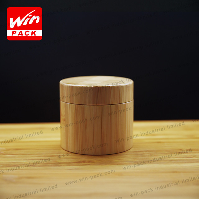 All wrapped bamboo jar clear glass inner cream jar with bamboo twist off cap