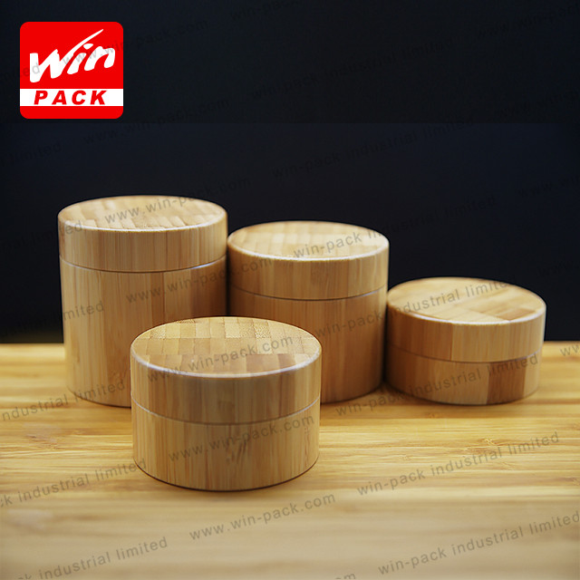 All wrapped bamboo jar clear glass inner cream jar with bamboo twist off cap
