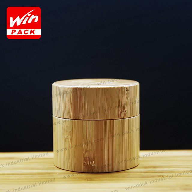 All wrapped bamboo jar clear glass inner cream jar with bamboo twist off cap