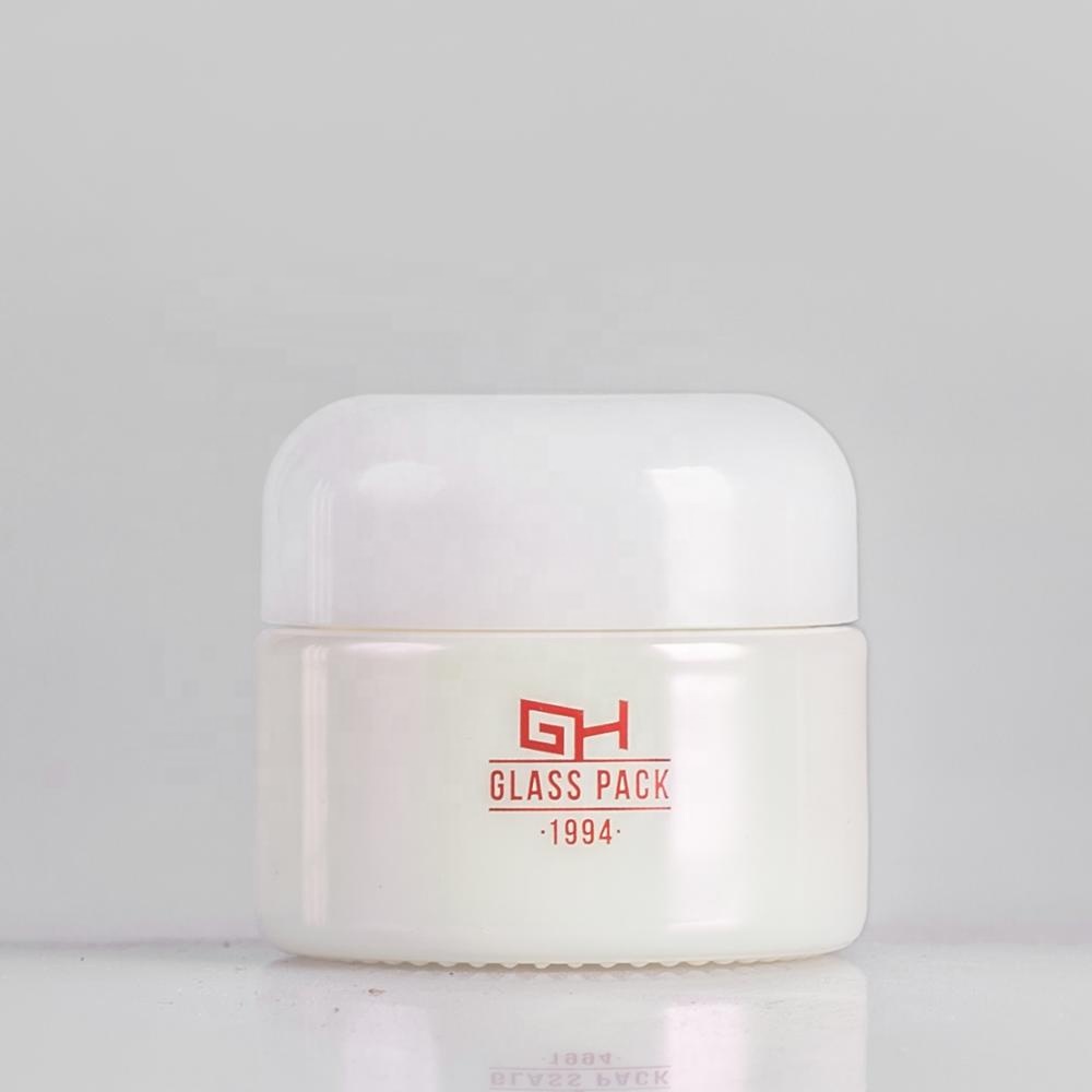 Aluminium coating Empty white opal glass serum bottle and cream jar