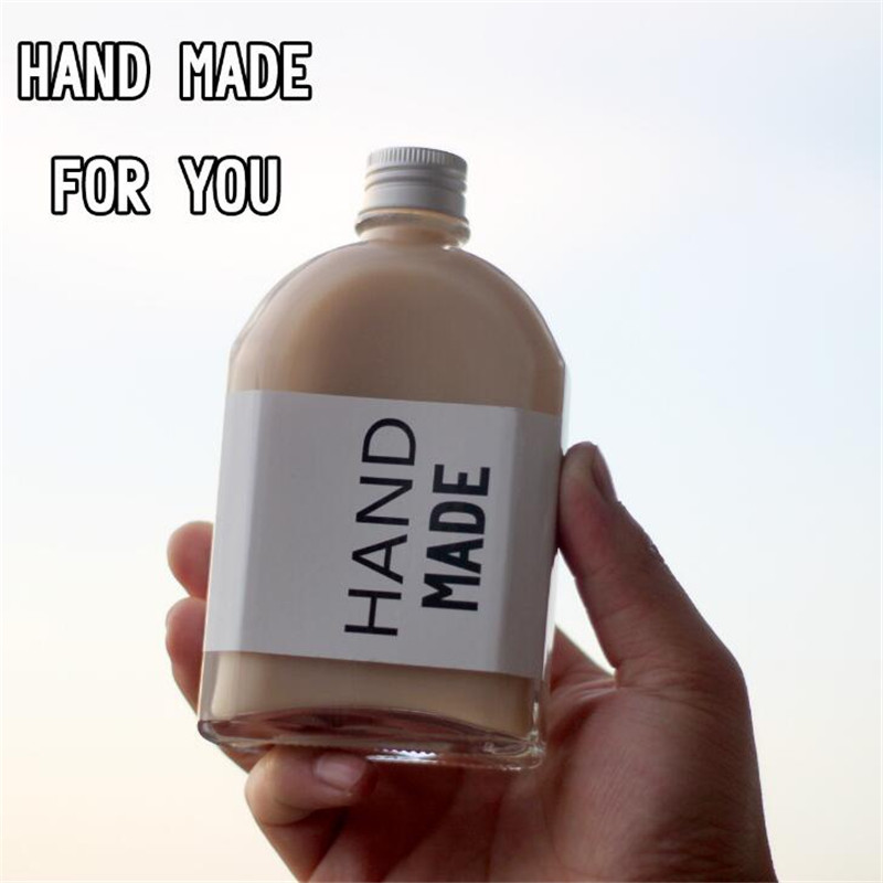 Aluminum Cover Juice Milk Drink Beverage Flat Glass Bottle
