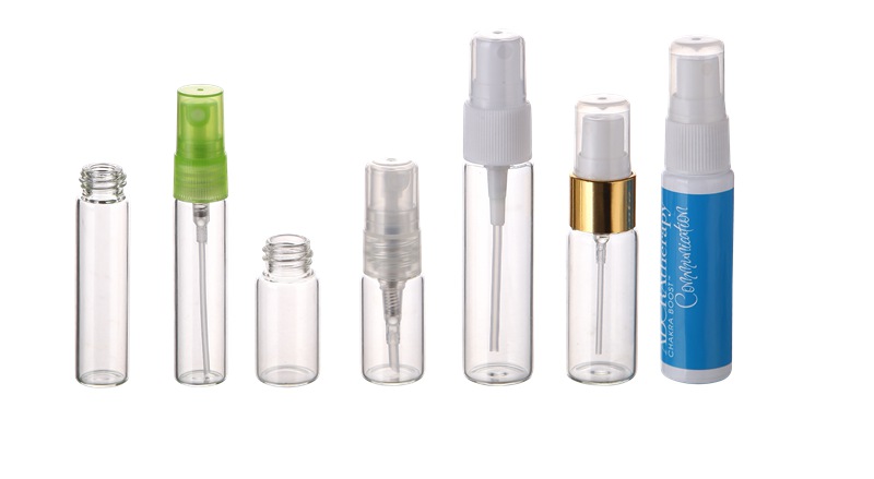 Aluminum atomizer and cap 10ml empty glass spray bottle