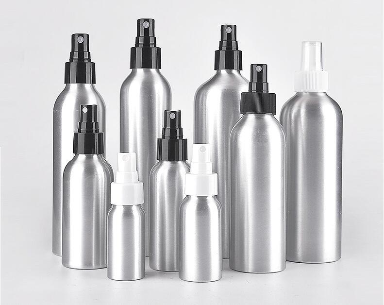 Aluminum  bottle  spray bottle  30ml 50ml 100ml 120ml 150ml 200ml 250ml 500ml with spray bump