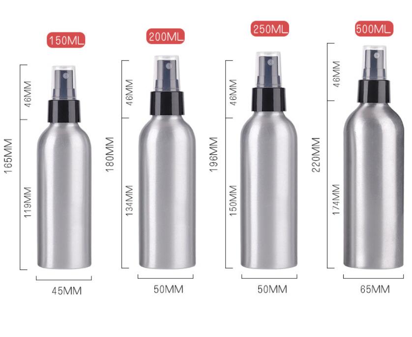 Aluminum bottle spray bottle 30ml 50ml 100ml 120ml 150ml 200ml 250ml 500ml with spray bump