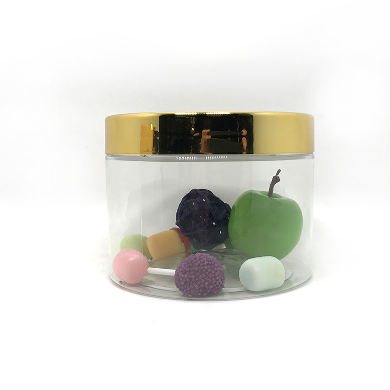 Aluminum cap small empty bottle PET plastic jar,Wide mouth cosmetic jar 200ml