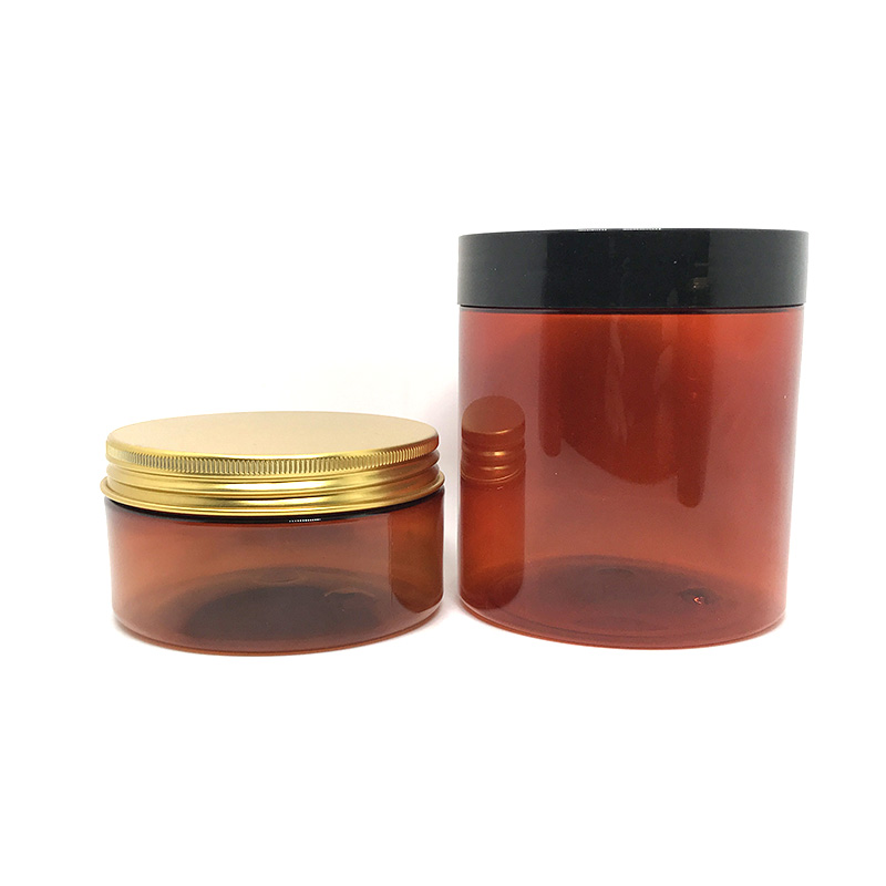 Aluminum cap small empty bottle PET plastic jar,Wide mouth cosmetic jar 200ml