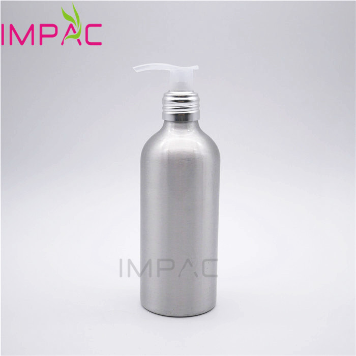 Aluminum empty bottles for massage oil with clear lotion pump 8oz