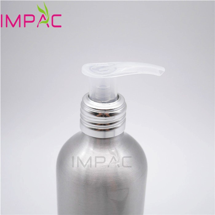 Aluminum empty bottles for massage oil with clear lotion pump 8oz