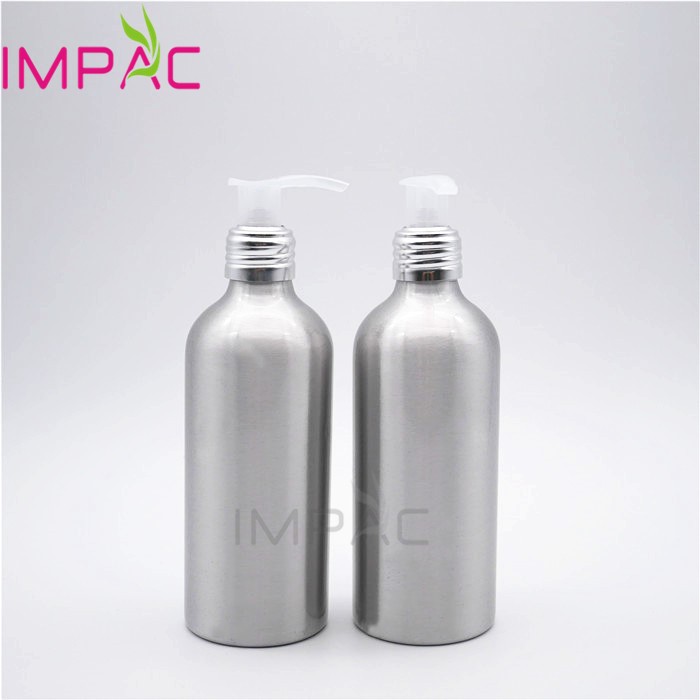 Aluminum empty bottles for massage oil with clear lotion pump 8oz