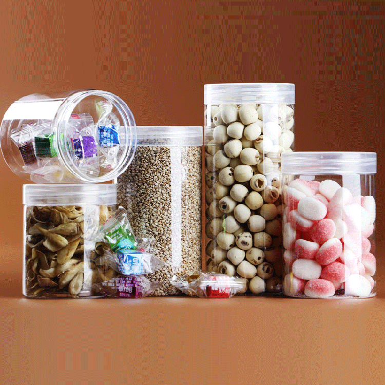 Aluminum lids 1oz 2oz 4oz 5oz 6oz 8oz 10oz 12oz 15oz 16oz 30oz clear plastic PET jars for Food storage