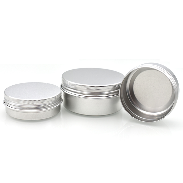 Aluminum material 30ml 50g 60g 200g cream metal container empty aluminum jars with metal screw top cap for cosmetic