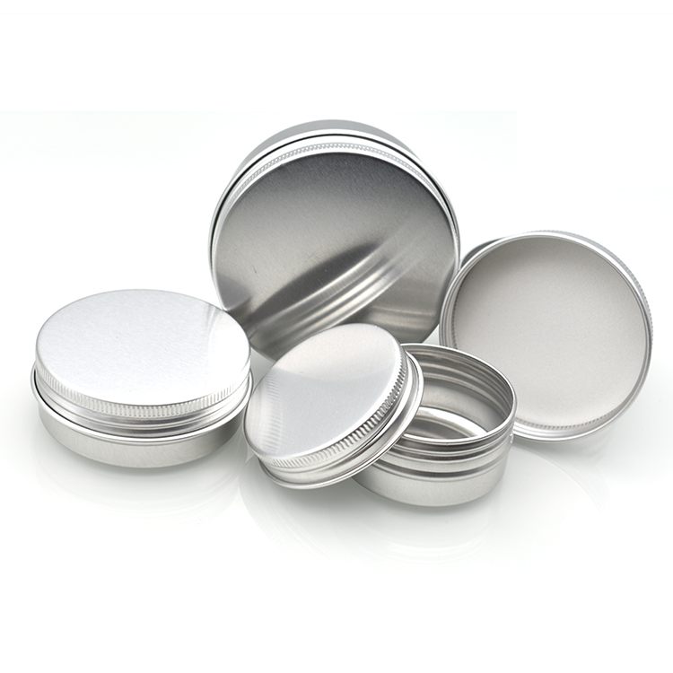Aluminum material 30ml 50g 60g 200g cream metal container empty aluminum jars with metal screw top cap for cosmetic
