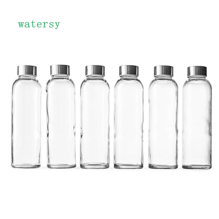 Amazon 2019 hot selling 550ml glass bottle glass cup  with lid for keeping water , tea