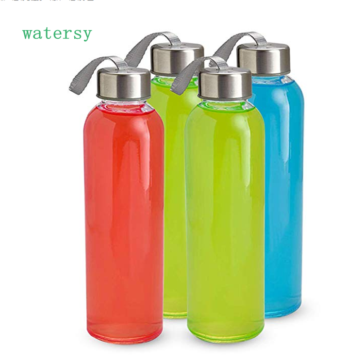Amazon 2019 hot selling 550ml glass bottle glass cup with lid for keeping water, tea