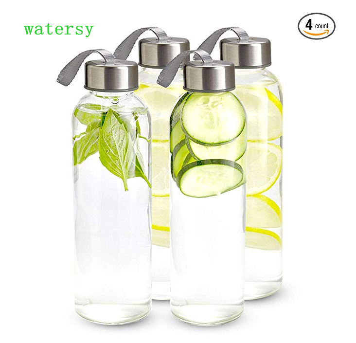 Amazon 2019 hot selling 550ml glass bottle glass cup with lid for keeping water, tea