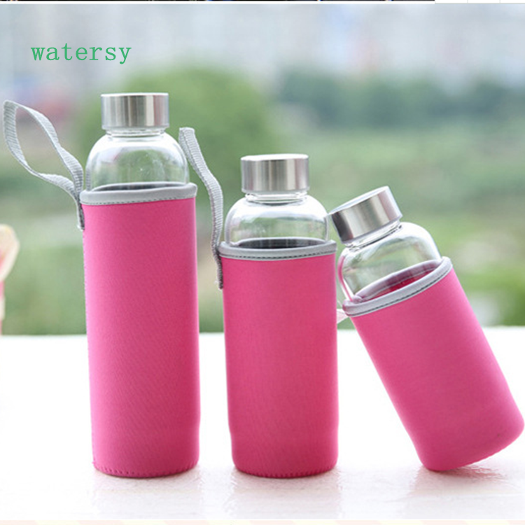 Amazon 2019 hot selling 550ml glass bottle glass cup with lid for keeping water, tea