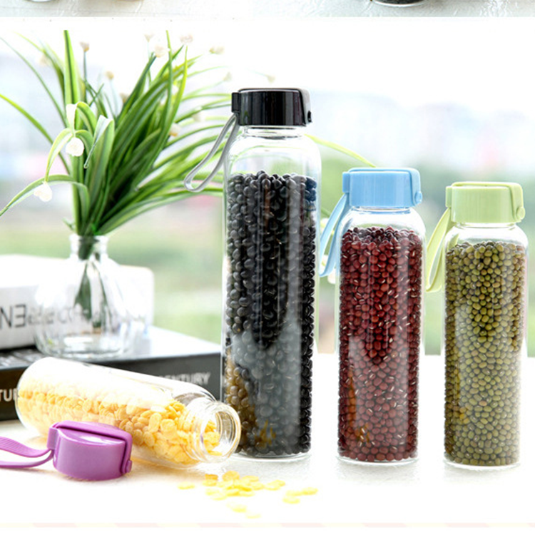 Amazon 2019 hot selling 550ml glass bottle glass cup with lid for keeping water, tea