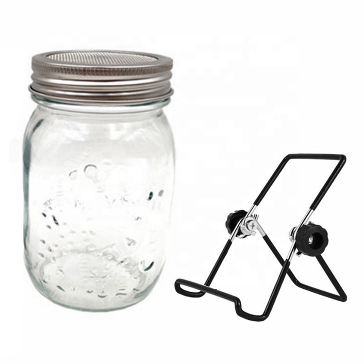 Amazon 500ml Wide Mouth Glass Seed Sprouting Mason Jar Kit with Black Stand