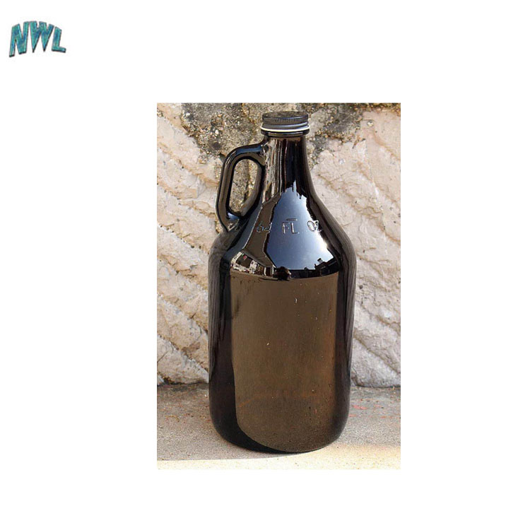 Amazon 64 oz Round Amber Growler Beer Glass With Cap