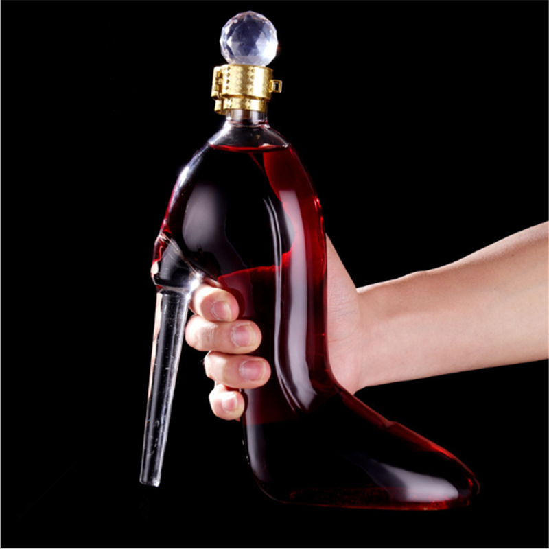 Amazon 750ml fashion hotsale styling craft bottle high heels wine glass decanter