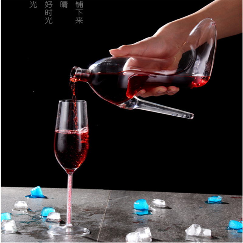Amazon 750ml fashion hotsale styling craft bottle high heels wine glass decanter