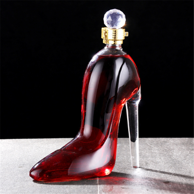 Amazon 750ml fashion hotsale styling craft bottle high heels wine glass decanter