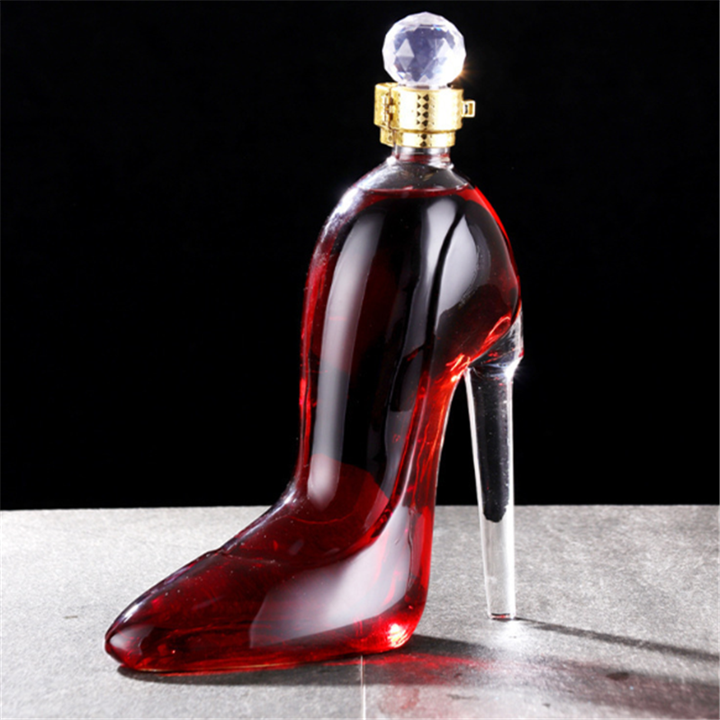 Amazon 750ml fashion hotsale styling craft bottle high heels wine glass decanter