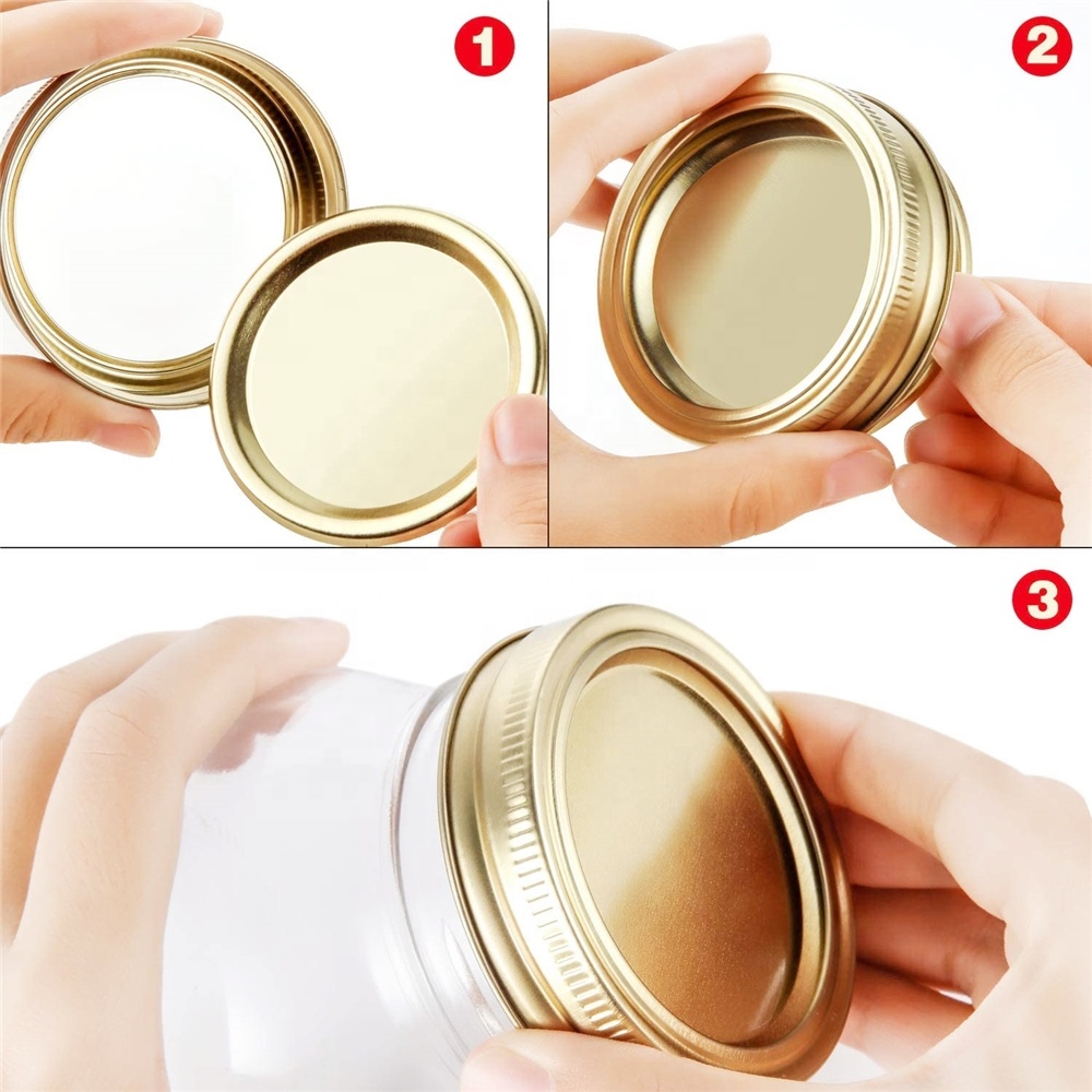 Amazon Factory Customized 20oz glass amber mason jars with Gold Tinplate Lid