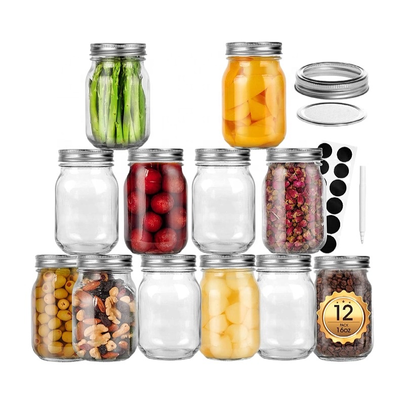 Amazon Factory Customized custom jar 16oz glass ball mason jars for honey jam and pickles