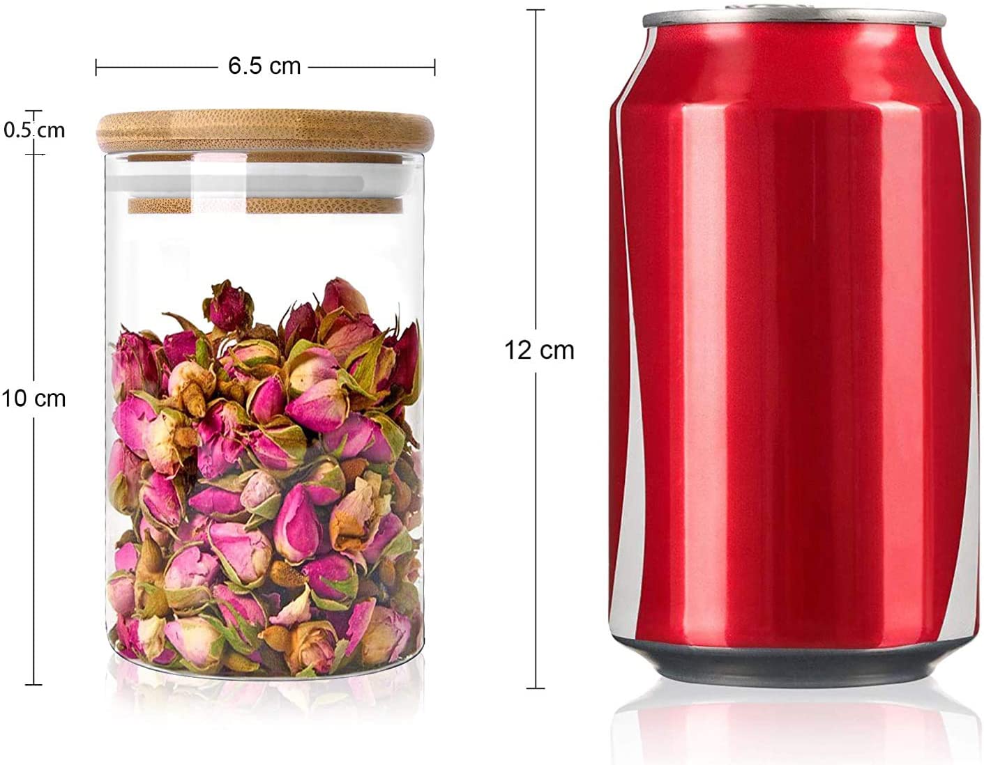 Amazon Glass Storage Jars 250 ml, Set of 10 Glass Jars with Bamboo Lids and Labels, Airtight Canister Kitchen Food Storage