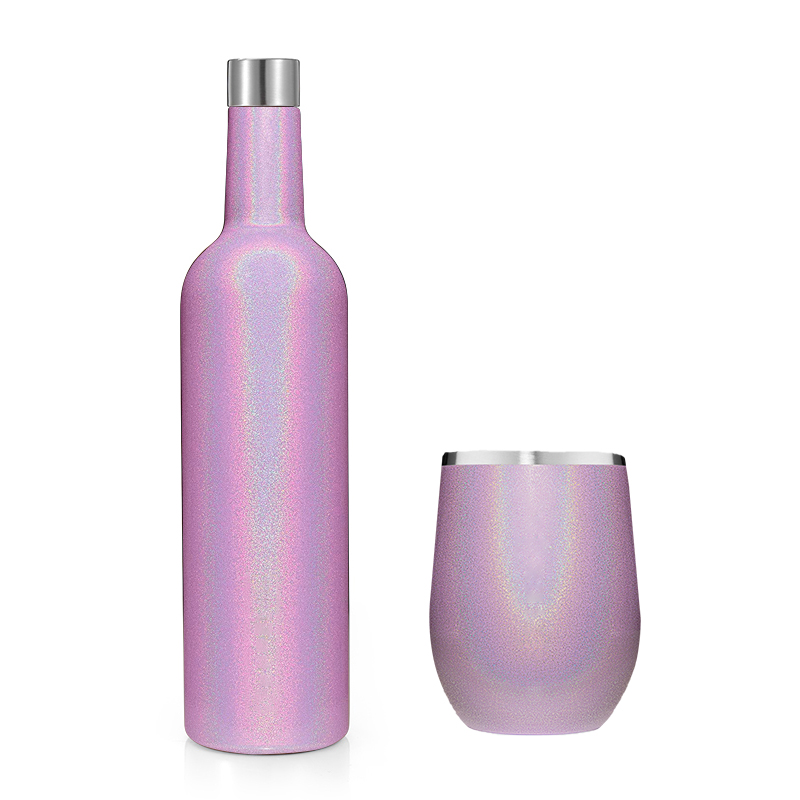 Amazon Hot 3 pack wine tumbler Stainless Steel Travel Insulation wine tumbler empty bottle for wine with straw