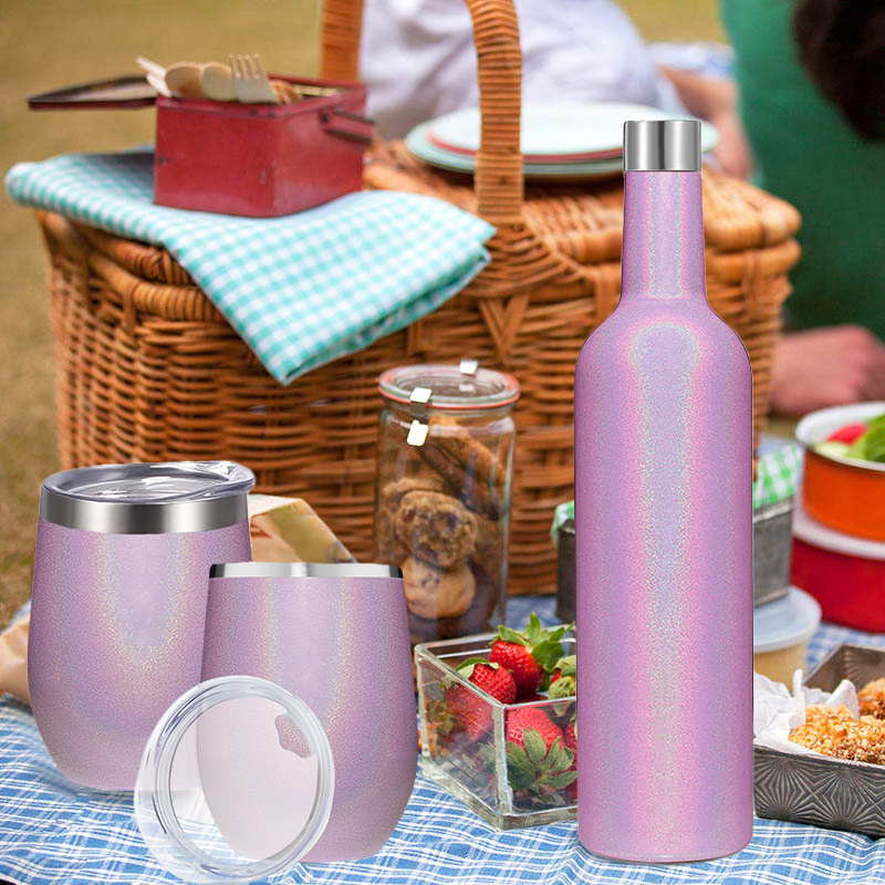 Amazon Hot 3 pack wine tumbler Stainless Steel Travel Insulation wine tumbler empty bottle for wine with straw