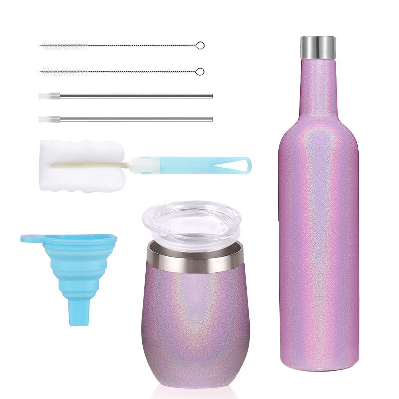 Amazon Hot 3 pack wine tumbler Stainless Steel Travel Insulation wine tumbler empty bottle for wine with straw