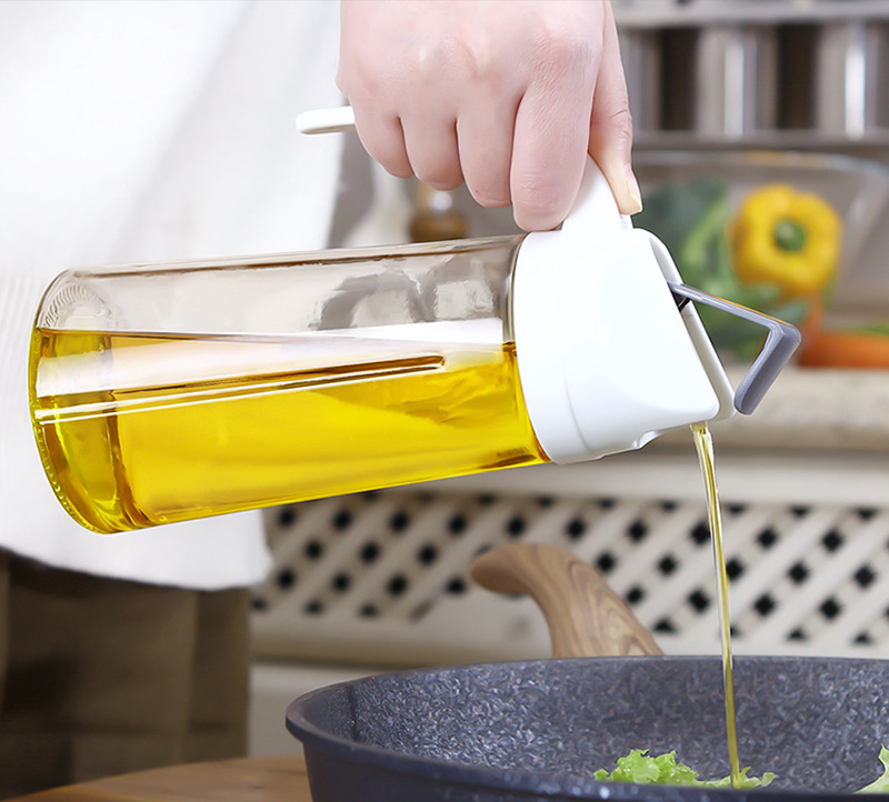 Amazon Hot Kitchen Use Oil Bottle Glass Dispenser Automatic Opening and Closing Oil Containers