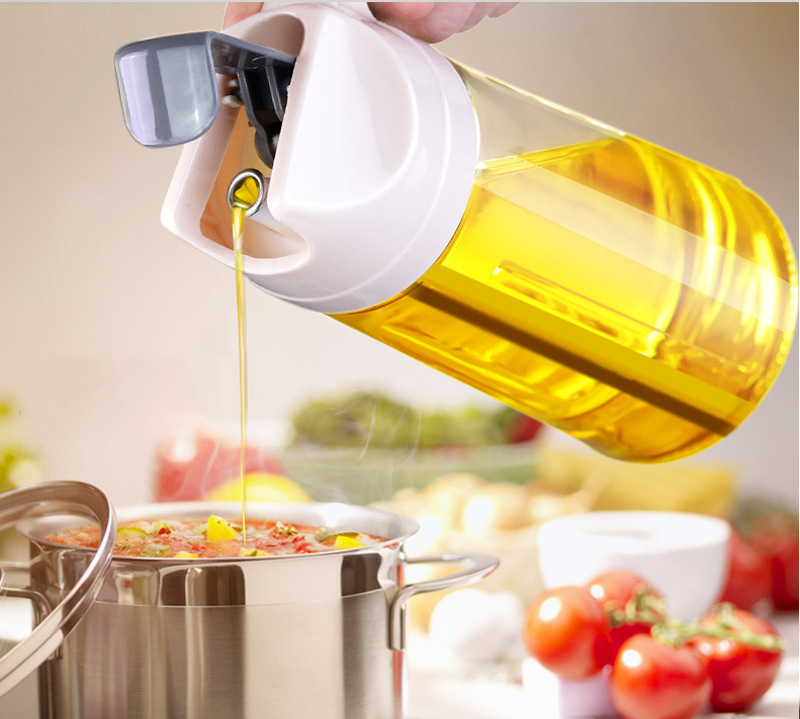 Amazon Hot Kitchen Use Oil Bottle Glass Dispenser Automatic Opening and Closing Oil Containers