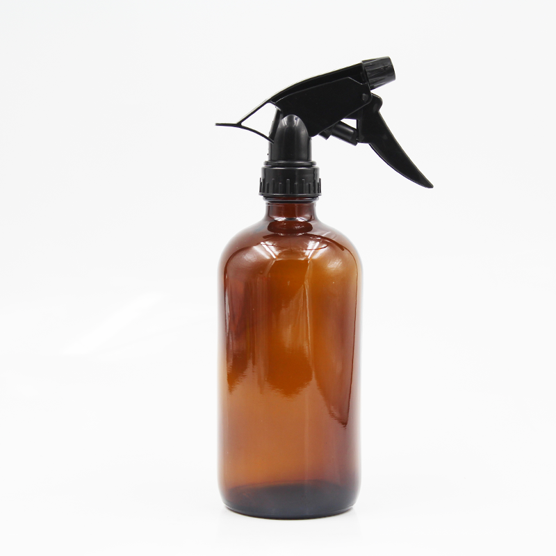 Amazon Hot Sale 500ml 16oz Amber Glass Spray Bottle Essential Oil Glass Bottle With Black Trigger Spray Top