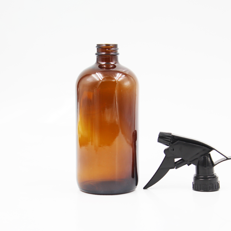 Amazon Hot Sale 500ml 16oz Amber Glass Spray Bottle Essential Oil Glass Bottle With Black Trigger Spray Top