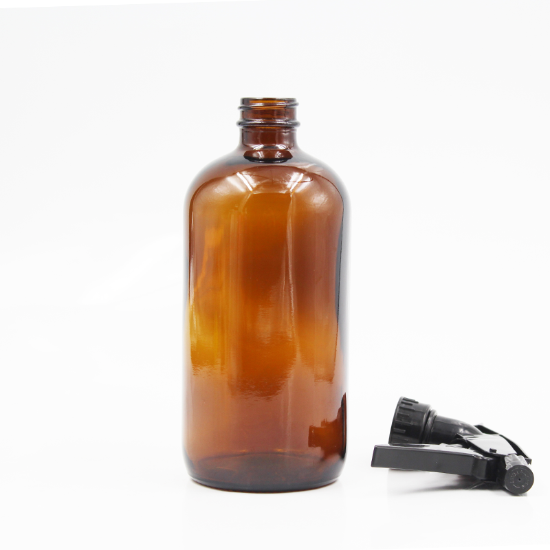 Amazon Hot Sale 500ml 16oz Amber Glass Spray Bottle Essential Oil Glass Bottle With Black Trigger Spray Top