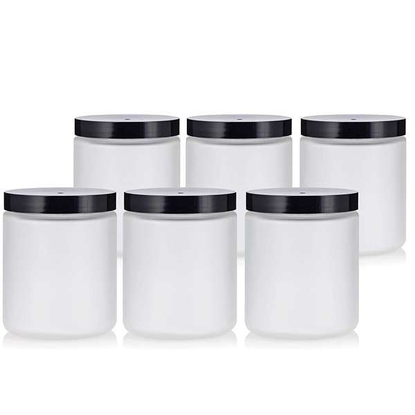 Amazon Hot Sale 8oz Luxury Frosted Glass Storage Jar with Plastic Lid