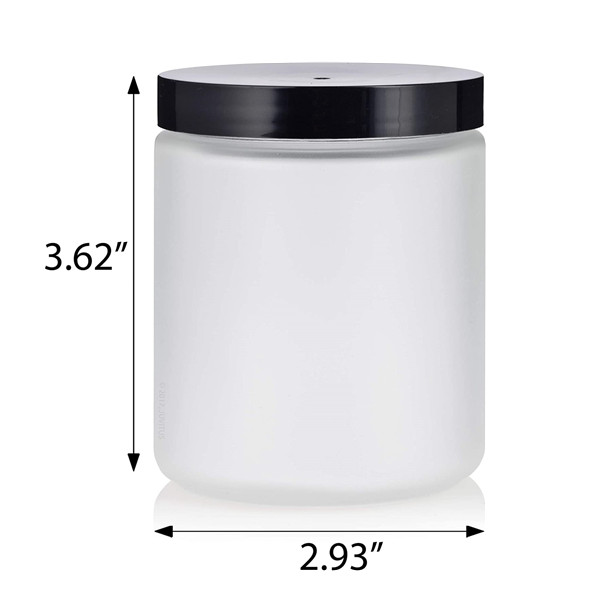 Amazon Hot Sale 8oz Luxury Frosted Glass Storage Jar with Plastic Lid