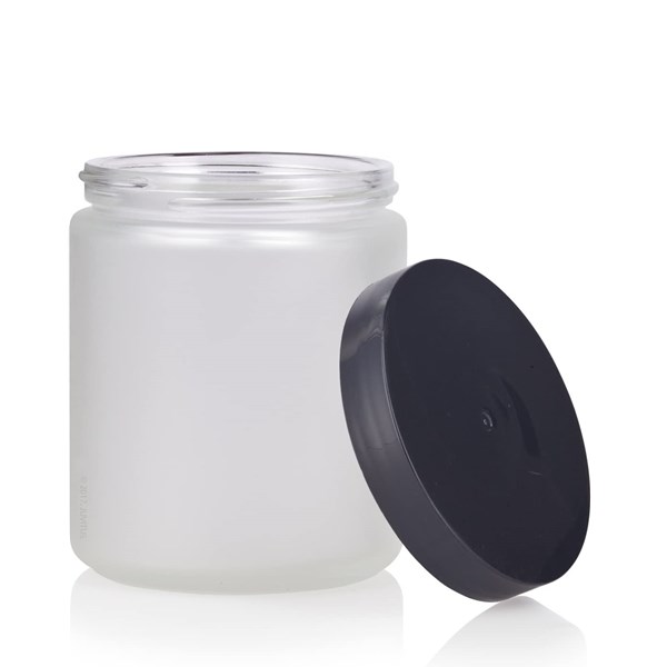 Amazon Hot Sale 8oz Luxury Frosted Glass Storage Jar with Plastic Lid