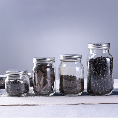 Amazon Hot Selling Factory Wholesale Transparent Mason Jars with Lid Crystal Glass Canning Storage Jars in various size