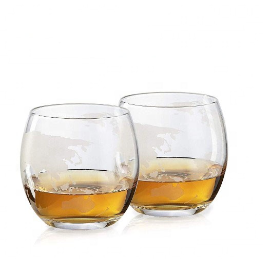 Amazon Hot Selling Handmade 850ML Etched Whiskey Globe Decanter Set